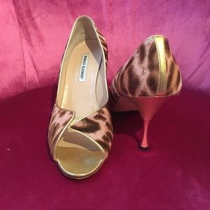 SALE! Manolo Blahnik Pink Leopard Heels